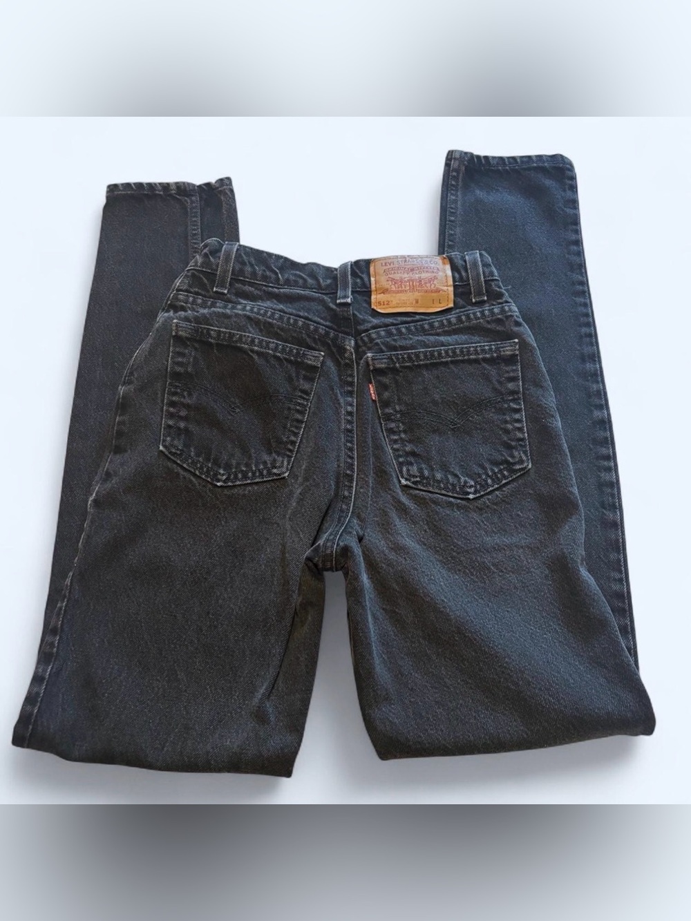 Vtg 90s Levis 512 Black Denim Jeans Womens 5 Long Slim Fit Tapered High Rise USA